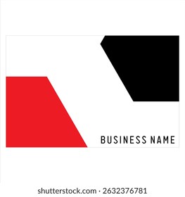 Simple red and black pentagon shape vector, business card design, white background.