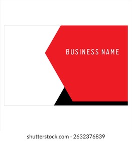 Simple red and black pentagon shape vector, business card design.
