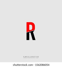 simple red and black R logo letter isolated on gray background design concept.