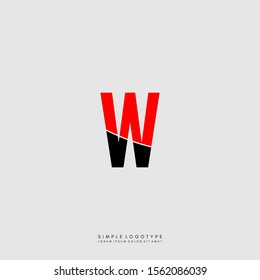 simple red and black W logo letter isolated on gray background design concept.