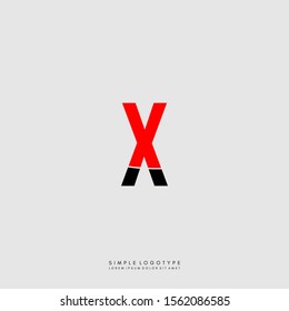 simple red and black X logo letter isolated on gray background design concept.
