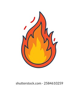 Simple red, black, yellow and orange fire illustration with white background