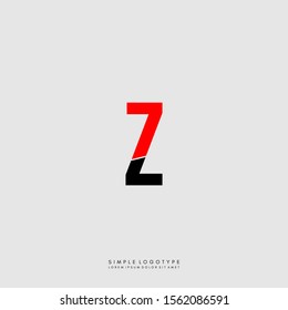 simple red and black Z logo letter isolated on gray background design concept.