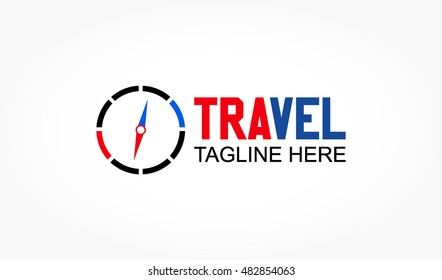 simple red blue black compass for travel logo vector