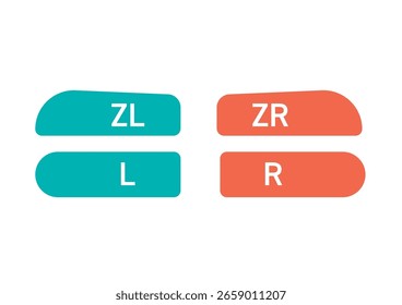 Botones de instrucciones Simple Red Blue LR ZR ZL