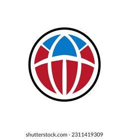 simple red blue world globe logo vector illustration template design