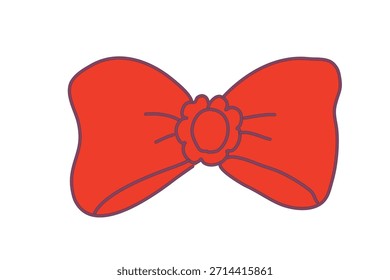 Simple red bow illustration with central flower detail on white background for decoration or celebration design