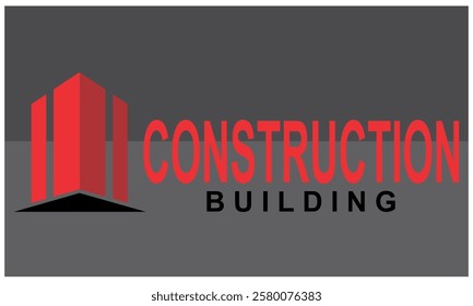 Simple red building construction vector design, company logo design.