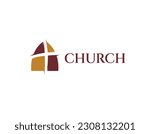 Simple Red burgundy and Gold Church Logo Design Template