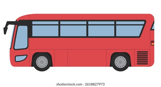 Simple red bus illustration_side view