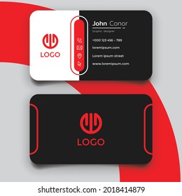 Simple red business card template. CMYK Mode