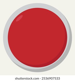 A simple red button with a glossy finish, often used in graphic design.
