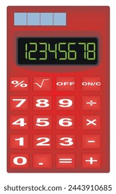 Simple red calculator. vector illustration