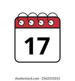 Simple red calendar icon with specific day marked, day 17.