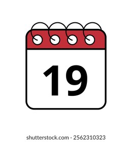 Simple red calendar icon with specific day marked, day 19.