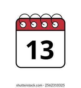 Simple red calendar icon with specific day marked, day 13.