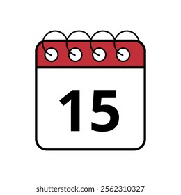 Simple red calendar icon with specific day marked, day 15.