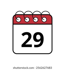 Simple red calendar icon with specific day marked, day 29.