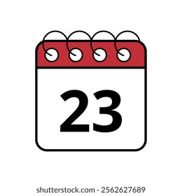 Simple red calendar icon with specific day marked, day 23.