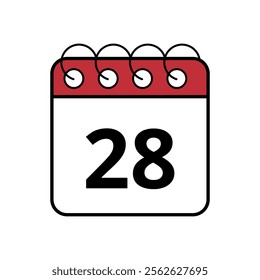 Simple red calendar icon with specific day marked, day 28.