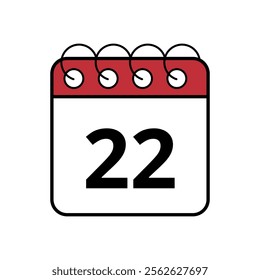 Simple red calendar icon with specific day marked, day 22.