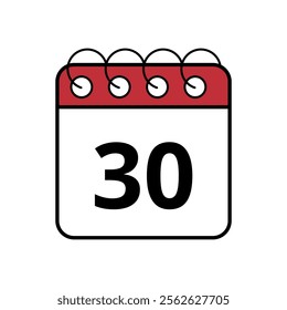 Simple red calendar icon with specific day marked, day 30.
