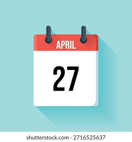 Uma página de calendário vermelha simples exibindo a data vinte e sete de abril