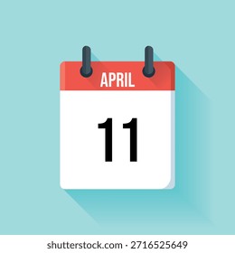 Una simple página roja del calendario que muestra la fecha del 11 de abril