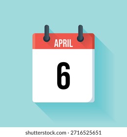 Uma página de calendário vermelha simples exibindo a data de seis de abril