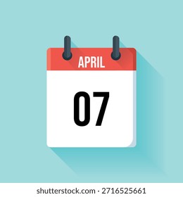 Uma página de calendário vermelha simples exibindo o sétimo dia de abril