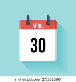 Una simple página roja del calendario que muestra la fecha del 30 de abril