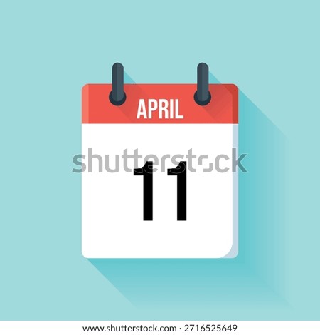 A simple red calendar page displaying the date april eleventh