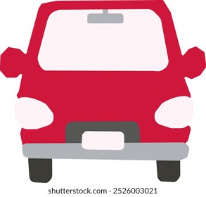 Ein einfaches rotes Auto von vorne gesehen