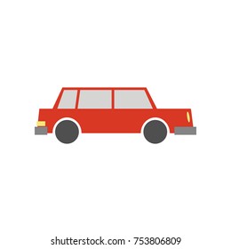 Simple Red Car Side Simple Vector Graphic Illustration Image