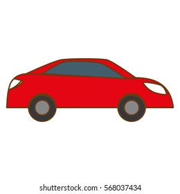 Simple Red Car Sideview Icon Image Vector Illustration Design 