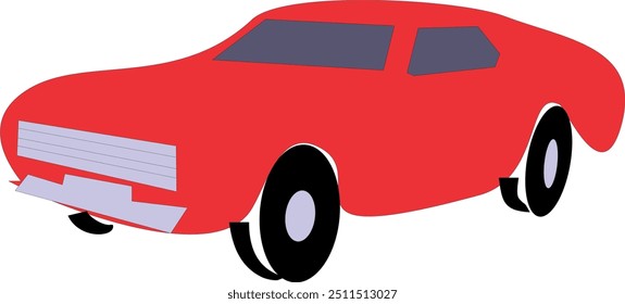 simple red car vector image, simple sedan car image