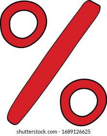 simple red cartoon vector percent sign