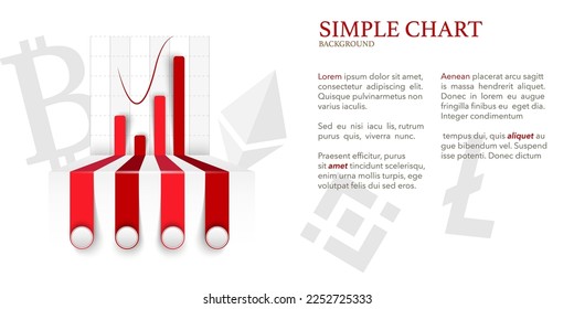 Simple red chart with grey crypto symbols on white background.