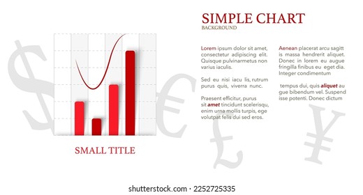 Simple red chart with grey currency symbols on white background