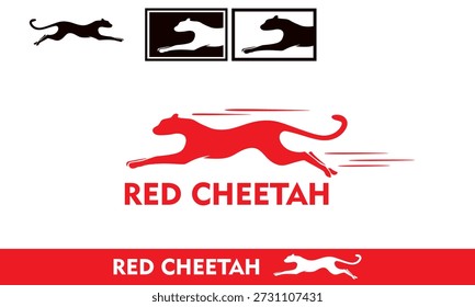 Logotipo rojo simple del guepardo que corre, silueta de las mejores Ilustraciones vectoriales animales salvajes