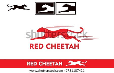 simple red cheetah running logo, silhouette of best wild animal vector illustrations