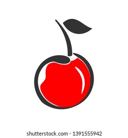 simple red cherry logo vector