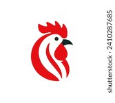 simple red chicken head logo