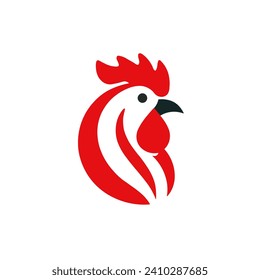 simple red chicken head logo