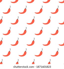 Simple Red Chillies Ingredient Vector Illustration Seamless Pattern can be used for Background and Apparel Design