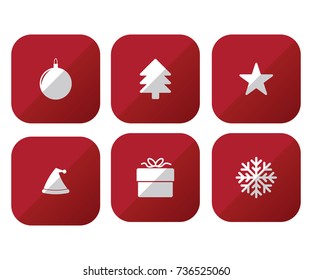 Simple Red Christmas Icon Set 