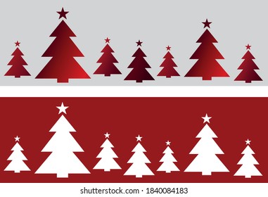 simple red christmas tree banner illustration vector horitonzal