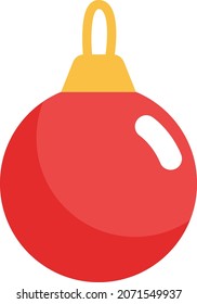Juguete simple de árbol de navidad rojo, ilustración, vector, sobre un fondo blanco.