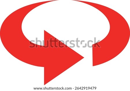 Simple Red Clockwise Arrow Illustration for Loop or Retry Concepts
