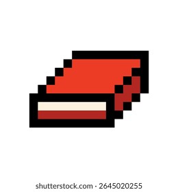 Libro cerrado rojo simple en estilo pixel art, conveniente para los materiales educativos, las Bibliotecas, o los App digitales del aprendizaje.